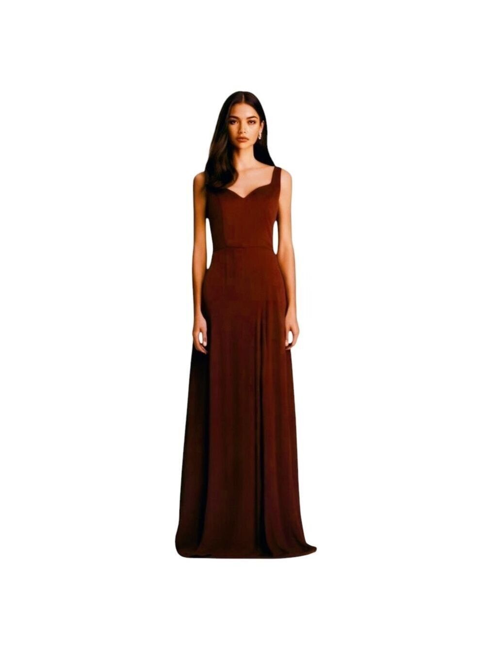 Kennedy Blue Dark Red Maxi Front Slit Sweetheart Sleeveless Dress 6